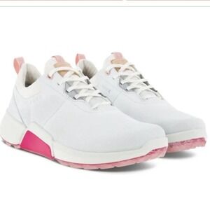ECCO Biom H4 Womens Golf Shoes White Pink GORE-TEX Waterproof Spikeless Sneakers